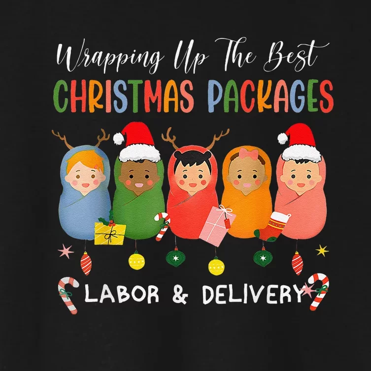 Wrapping Up The Best Christmas Packages Labor Delivery Nurse Women's Crop Top Tee