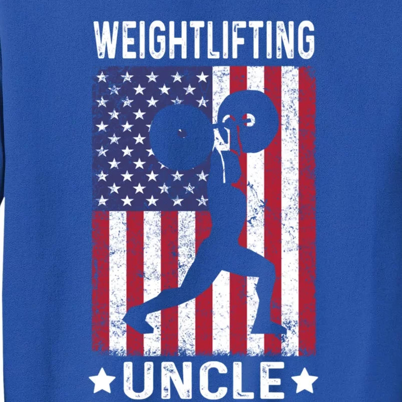 Weightlifting Uncle Usa Flag 4th Of July Gift Tall Sweatshirt