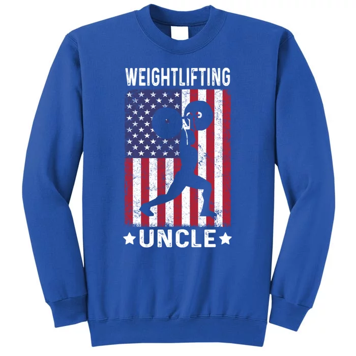 Weightlifting Uncle Usa Flag 4th Of July Gift Tall Sweatshirt