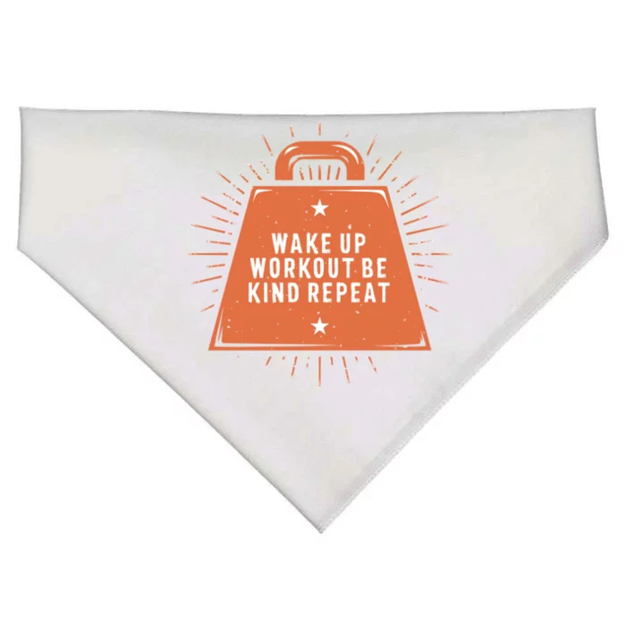 Wake Up Workout Be Kind Gym Motivational Quote Exercise Gift USA-Made Doggie Bandana