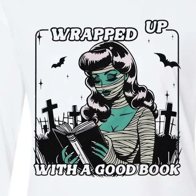 Wrapped Up With A Good Book Bookish Halloween Smutty Book Womens Cotton Relaxed Long Sleeve T-Shirt