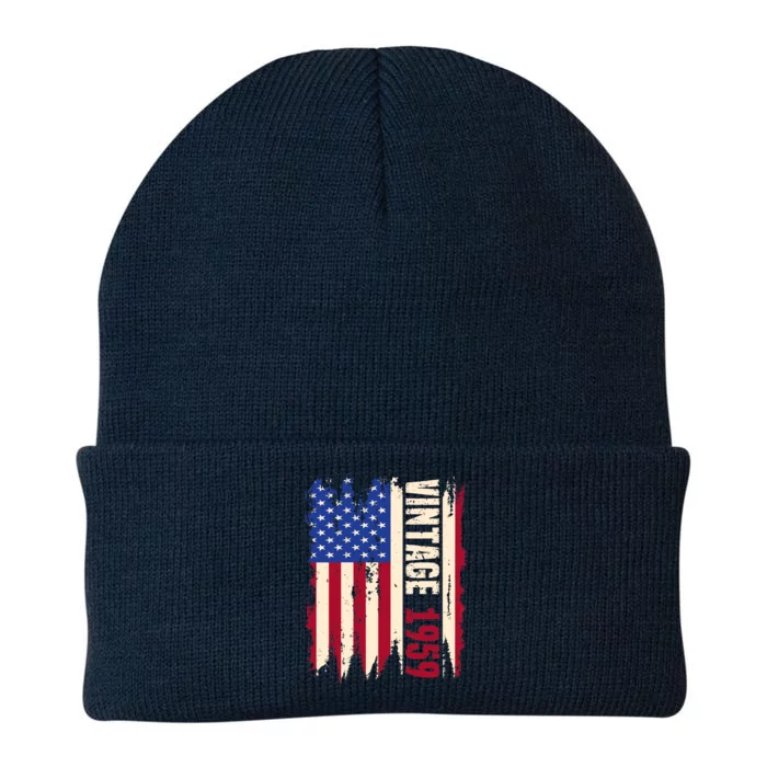 Wo Vintage 1959 American Flag USA 64th Birthday 64 Years Old Knit Cap Winter Beanie