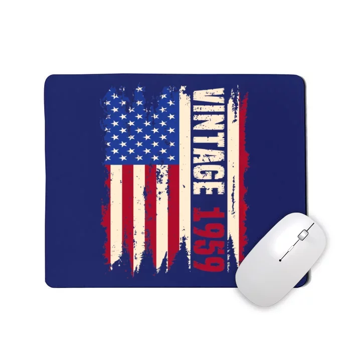 Wo Vintage 1959 American Flag USA 64th Birthday 64 Years Old Mousepad