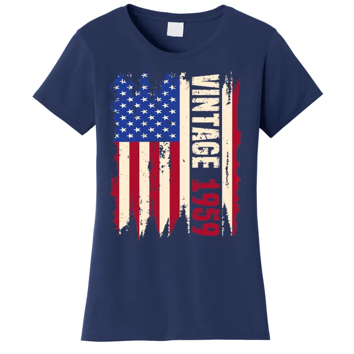 Wo Vintage 1959 American Flag USA 64th Birthday 64 Years Old Women's T-Shirt