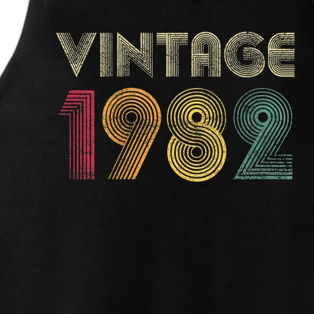 Wo Vintage 1982 40th Birthday Gift Retro Shirt 40 Years Old Ladies Tri-Blend Wicking Tank