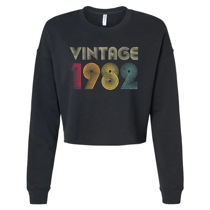 Wo Vintage 1982 40th Birthday Gift Retro Shirt 40 Years Old Cropped Pullover Crew