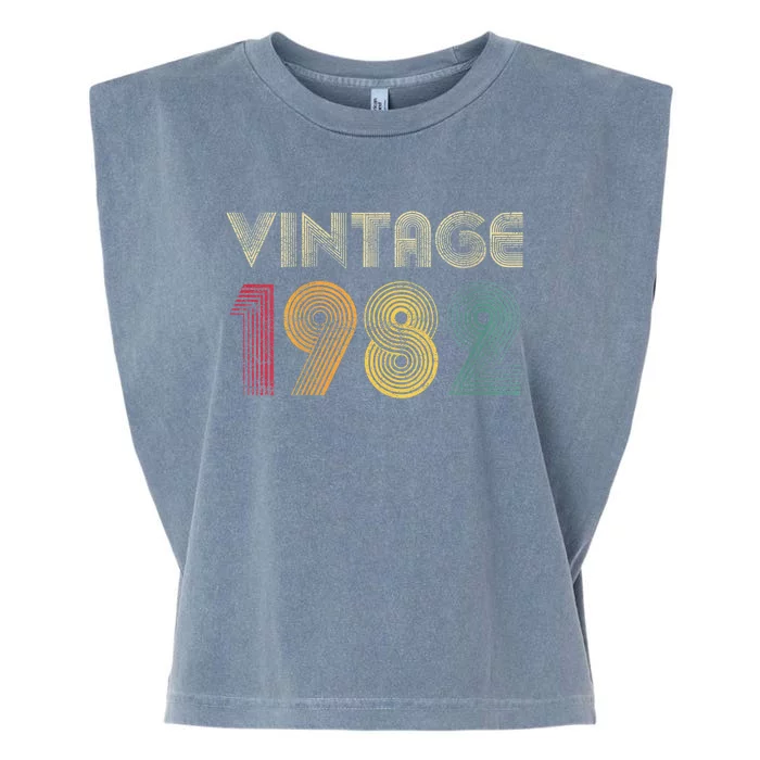 Wo Vintage 1982 40th Birthday Gift Retro Shirt 40 Years Old Garment-Dyed Women's Muscle Tee