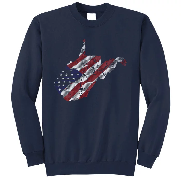 West Virginia American Flag Wv Mountain State Pride Gift Tall Sweatshirt