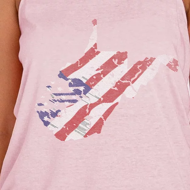 West Virginia American Flag Wv Mountain State Pride Gift Women's Knotted Racerback Tank