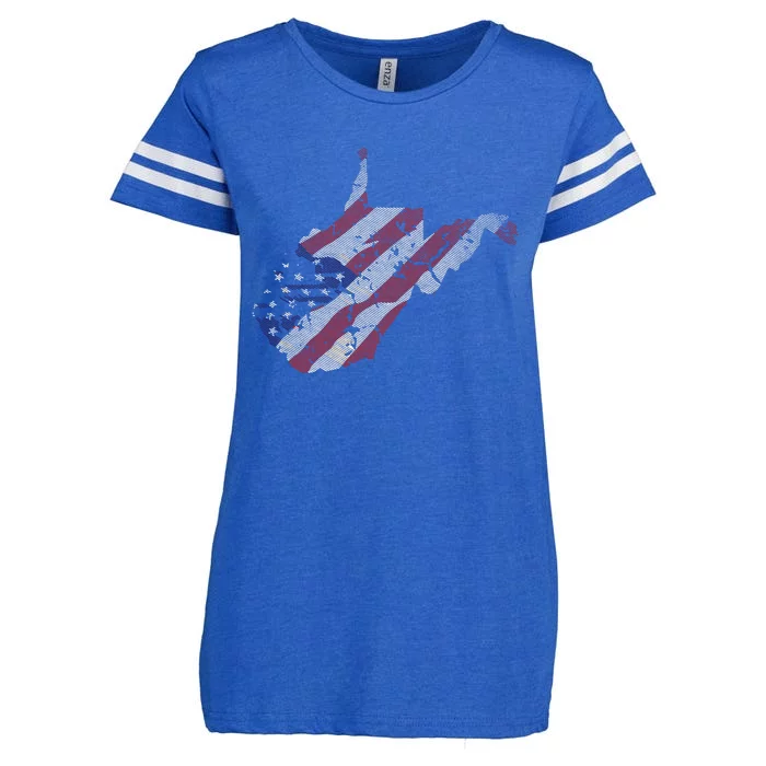 West Virginia American Flag Wv Mountain State Pride Gift Enza Ladies Jersey Football T-Shirt