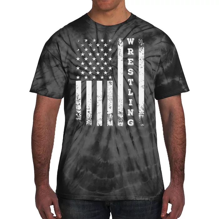 Wrestling Vintage American Flag Usa Quote Wrestler Wrestle Tie-Dye T-Shirt