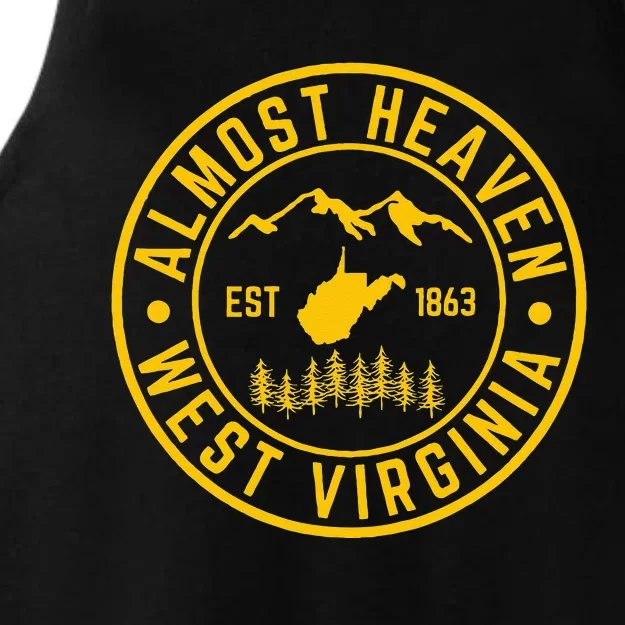 West Virginia Almost Heaven State Map WV Home Mountains 304 Ladies Tri-Blend Wicking Tank