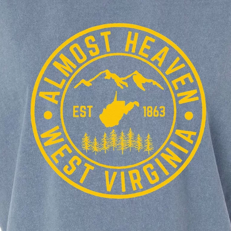 West Virginia Almost Heaven State Map WV Home Mountains 304 Garment-Dyed Women's Muscle Tee