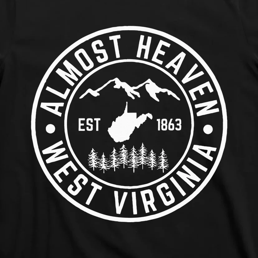 West Virginia Almost Heaven State Map WV Home Mountain 304 T-Shirt