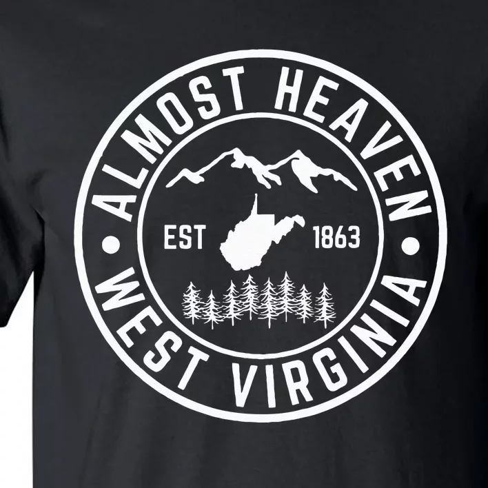 West Virginia Almost Heaven State Map WV Home Mountain 304 Tall T-Shirt