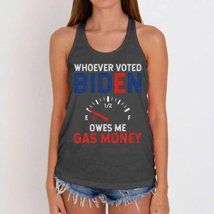 Whoever Voted Biden Owes Me Gas Money Women's Knotted Racerback Tank