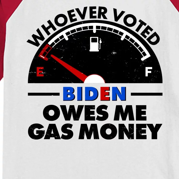 Whoever Voted Biden Owes Me Gas Money Kids Colorblock Raglan Jersey