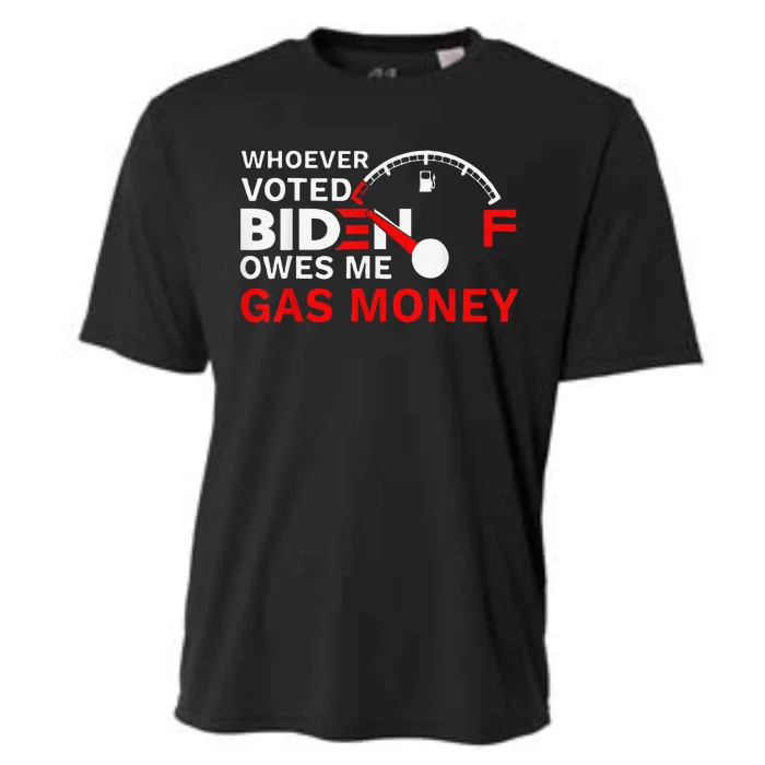 Whoever Voted Biden Owes Me Gas Money Funny Political Cooling Performance Crew T-Shirt