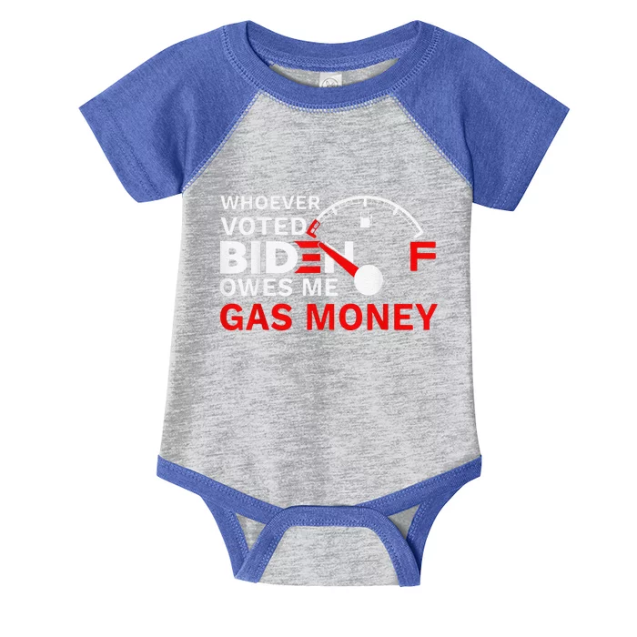 Whoever Voted Biden Owes Me Gas Money Funny Political Infant Baby Jersey Bodysuit