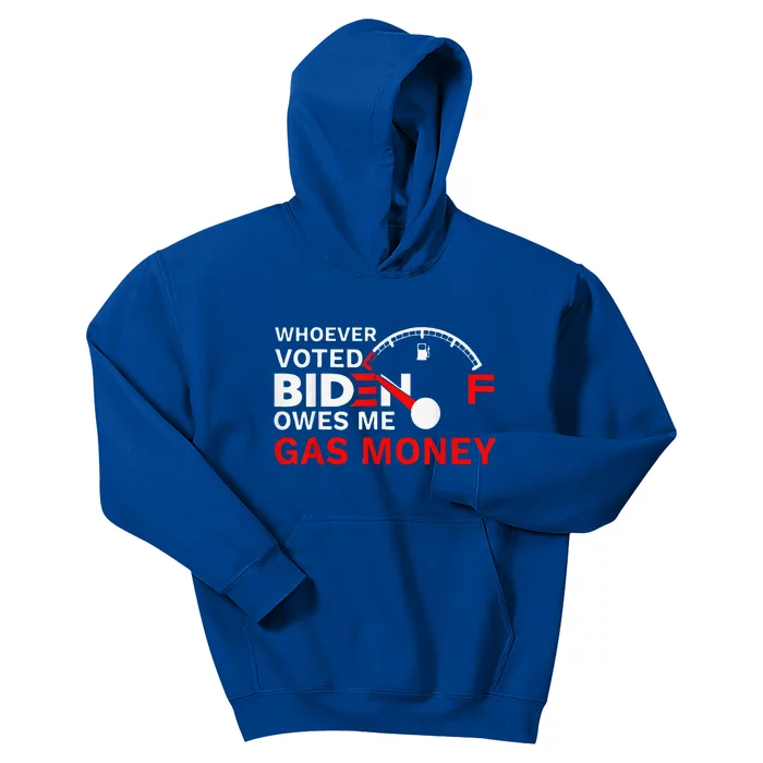 Whoever Voted Biden Owes Me Gas Money Funny Political Kids Hoodie