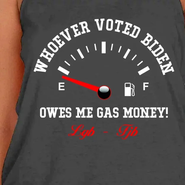 Whoever Voted Biden Owes Me Gas Money LGBFJB Women's Knotted Racerback Tank