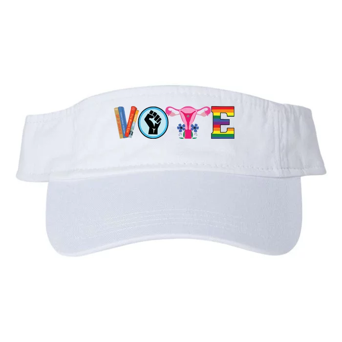 Women Vote Books Fist Ovaries Lgtbq Vneck Valucap Bio-Washed Visor