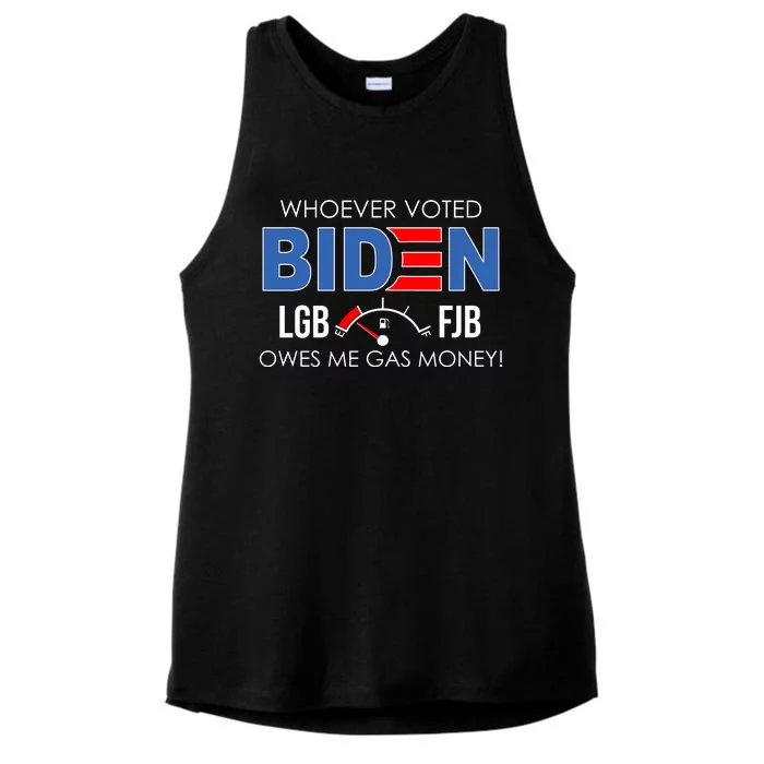 Whoever Voted Biden Owes Me Gas Money Funny LGBFJB Ladies Tri-Blend Wicking Tank