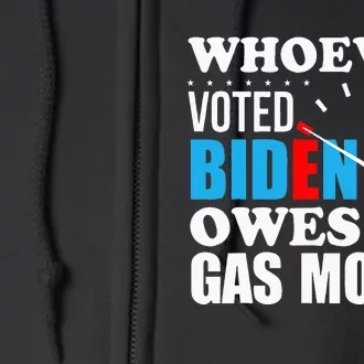 Whoever voted biden owes me gas money Full Zip Hoodie