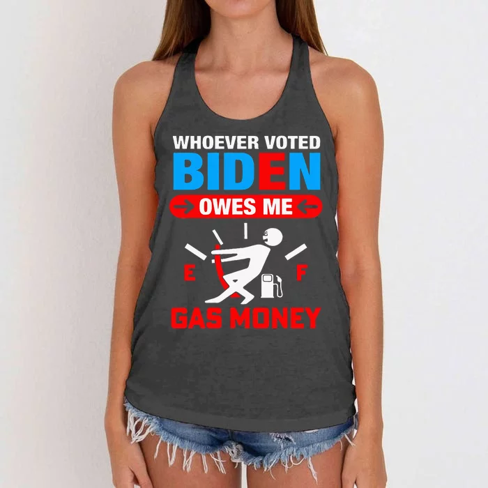 Whoever Voted Biden Owes Me Gas Money Women's Knotted Racerback Tank