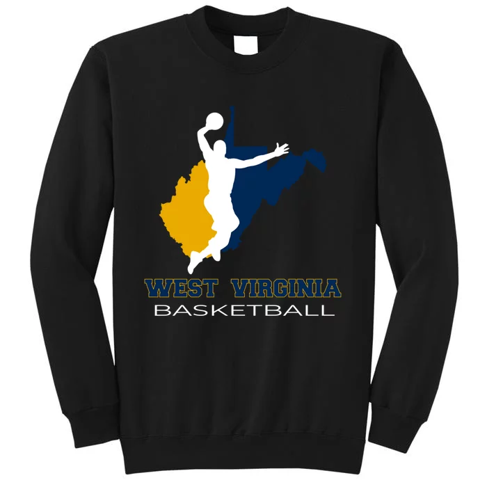 West Virginia Basketball Souvenir State Silhouette Art Gift Tall Sweatshirt