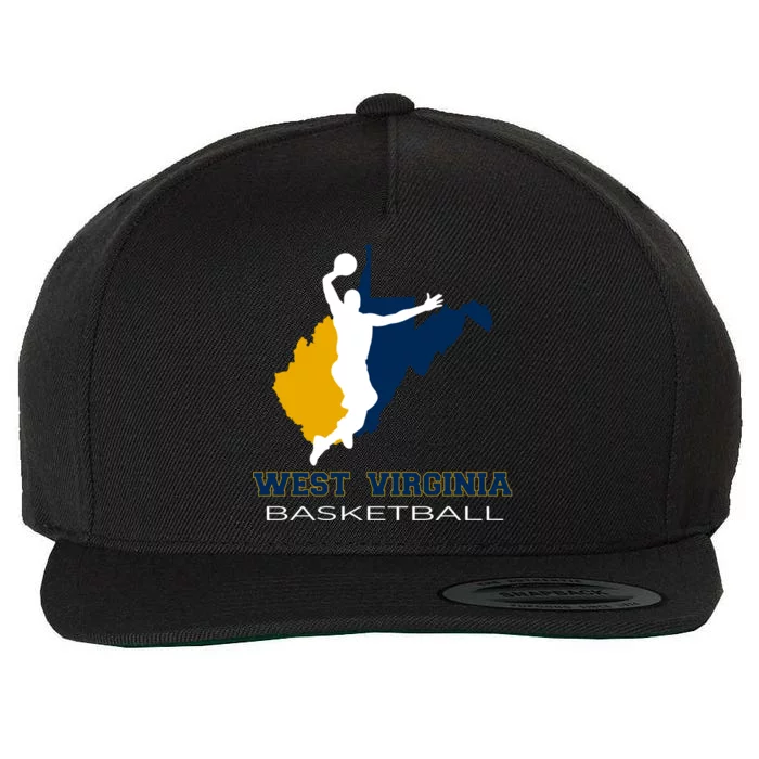 West Virginia Basketball Souvenir State Silhouette Art Gift Wool Snapback Cap