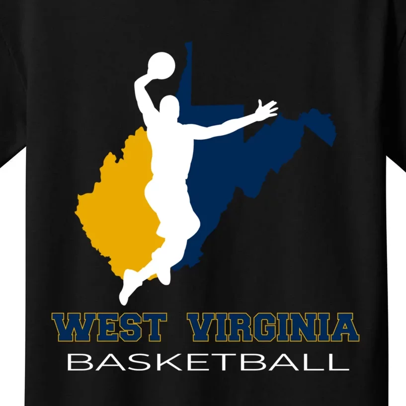 West Virginia Basketball Souvenir State Silhouette Art Gift Kids T-Shirt