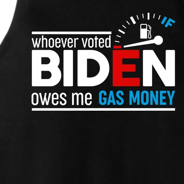 Whoever Voted Biden Owes Me Gas Money Ladies Tri-Blend Wicking Tank