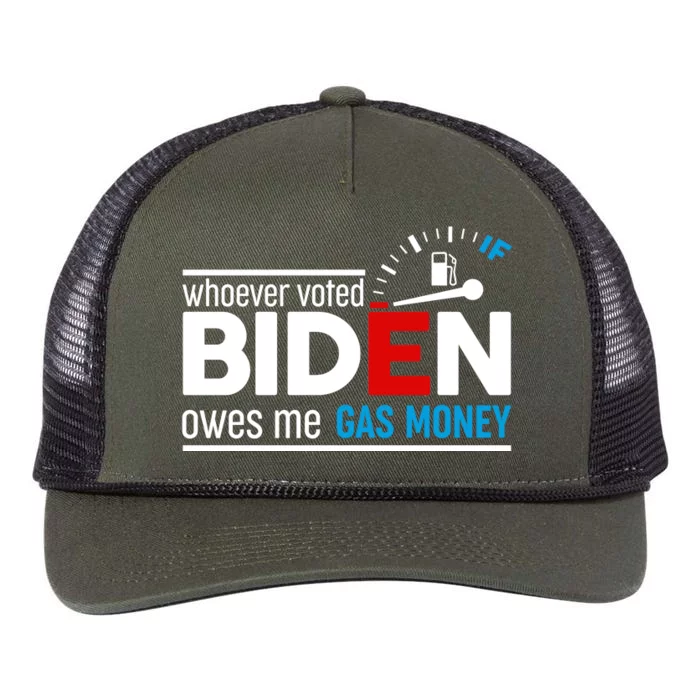 Whoever Voted Biden Owes Me Gas Money Retro Rope Trucker Hat Cap