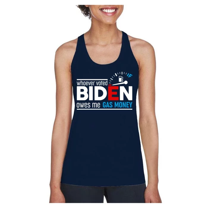 Whoever Voted Biden Owes Me Gas Money Women's Racerback Tank