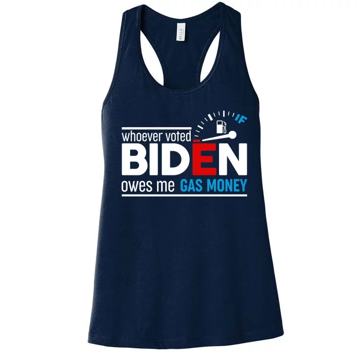 Whoever Voted Biden Owes Me Gas Money Women's Racerback Tank