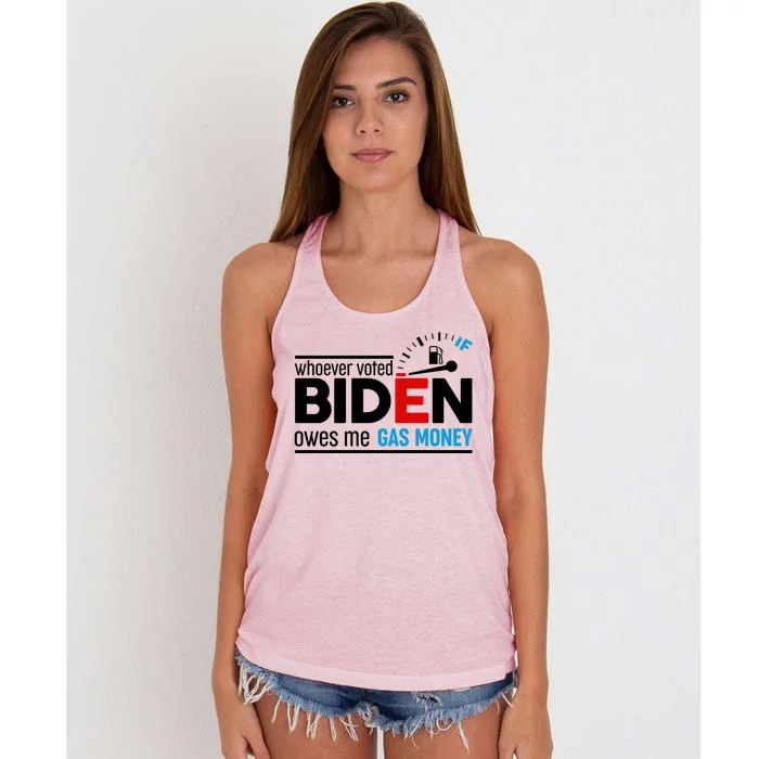 Whoever Voted Biden Owes Me Gas Money Women's Knotted Racerback Tank