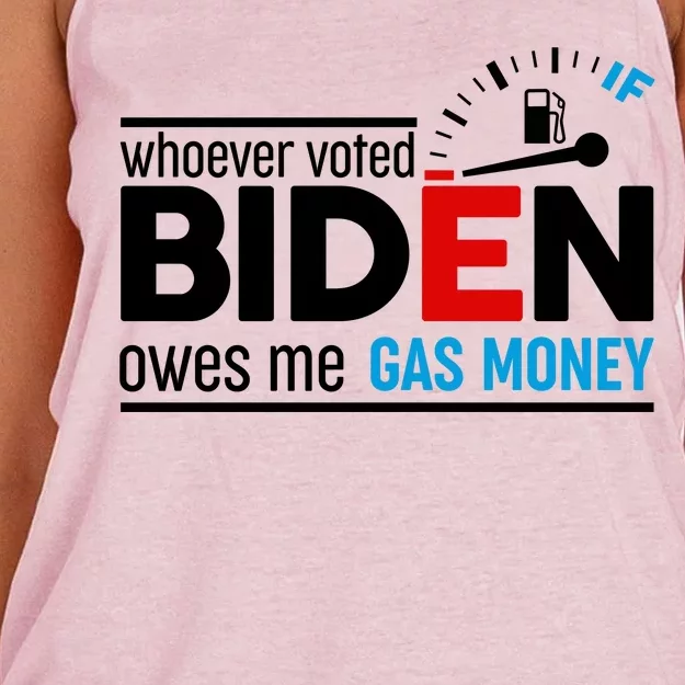 Whoever Voted Biden Owes Me Gas Money Women's Knotted Racerback Tank