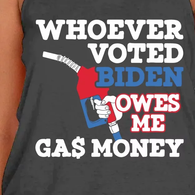 Whoever Voted Biden Owes Me Gas Money Women's Knotted Racerback Tank