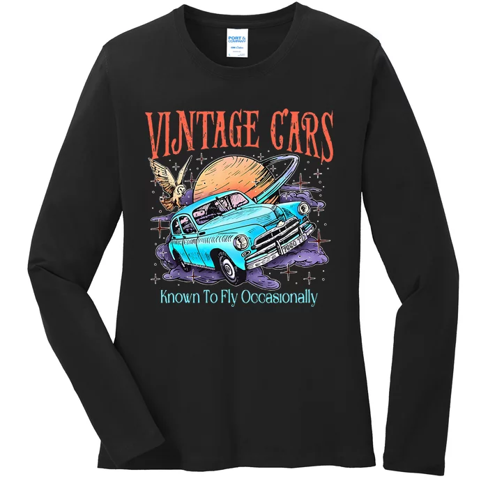 WeasleyS Vintage Cars Known To Fly Occasionally Quote Ladies Long Sleeve Shirt