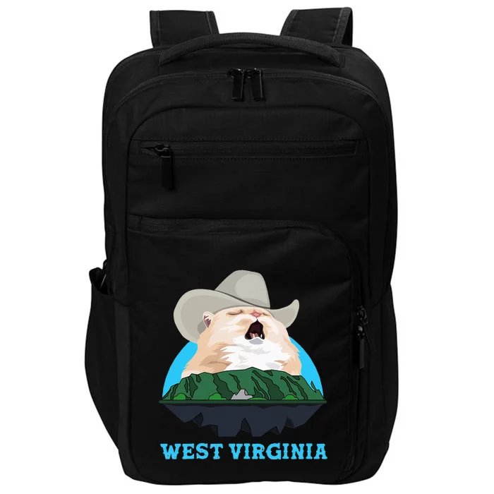 West Virginia Cowboy Cat Singing Meme Meowdy Impact Tech Backpack