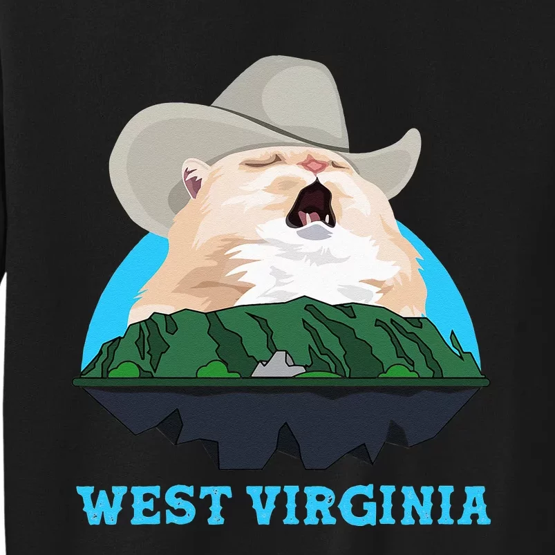 West Virginia Cowboy Cat Singing Meme Meowdy Tall Sweatshirt