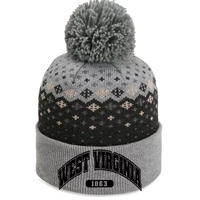 West Virginia Collegiate Style 1863 The Baniff Cuffed Pom Beanie