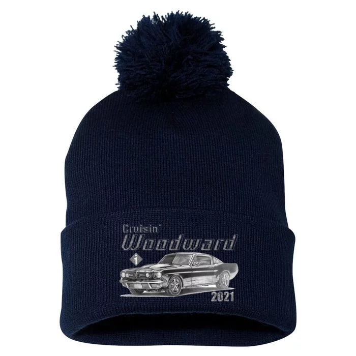 Woodward Vintage Classic Cruisin M1 Car Cruise Pom Pom 12in Knit Beanie