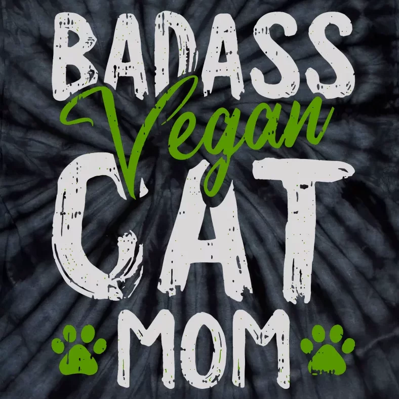 Womens Vegan Cat Mom MothersDay Badass Mama Paw Print Kitten Lover Tie-Dye T-Shirt