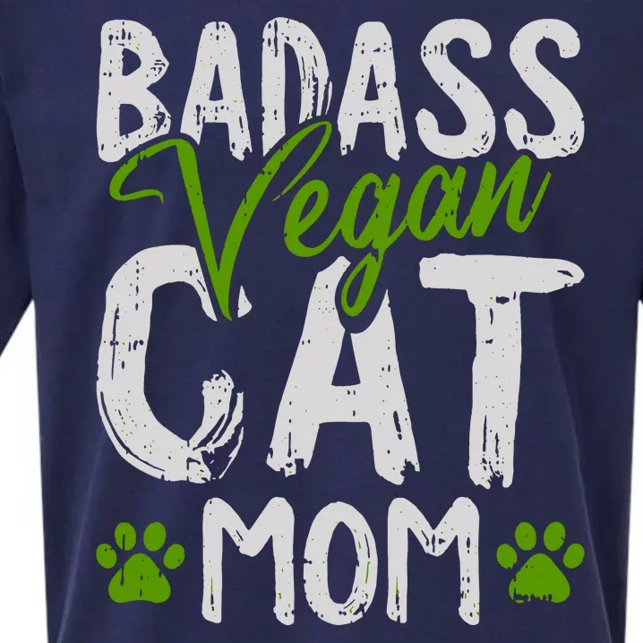 Womens Vegan Cat Mom MothersDay Badass Mama Paw Print Kitten Lover Sueded Cloud Jersey T-Shirt