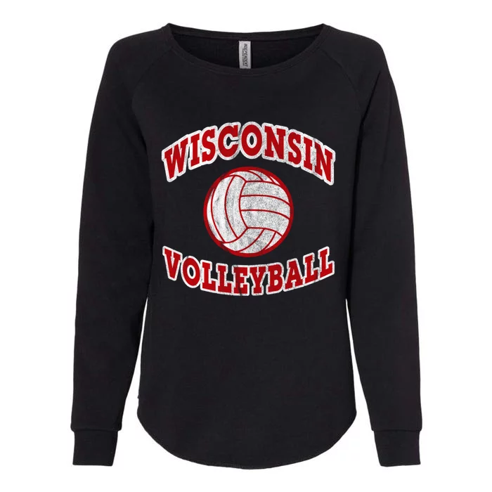 Wisconsin Volleyball Classic Style Vintage Distressed Meaningful Gift Womens California Wash Sweatshirt