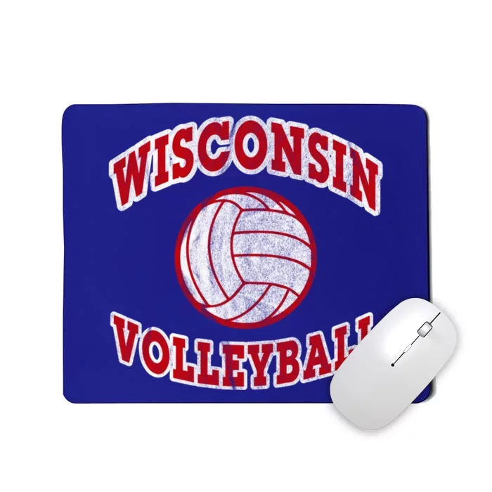 Wisconsin Volleyball Classic Style Vintage Distressed Meaningful Gift Mousepad