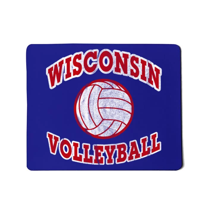 Wisconsin Volleyball Classic Style Vintage Distressed Meaningful Gift Mousepad