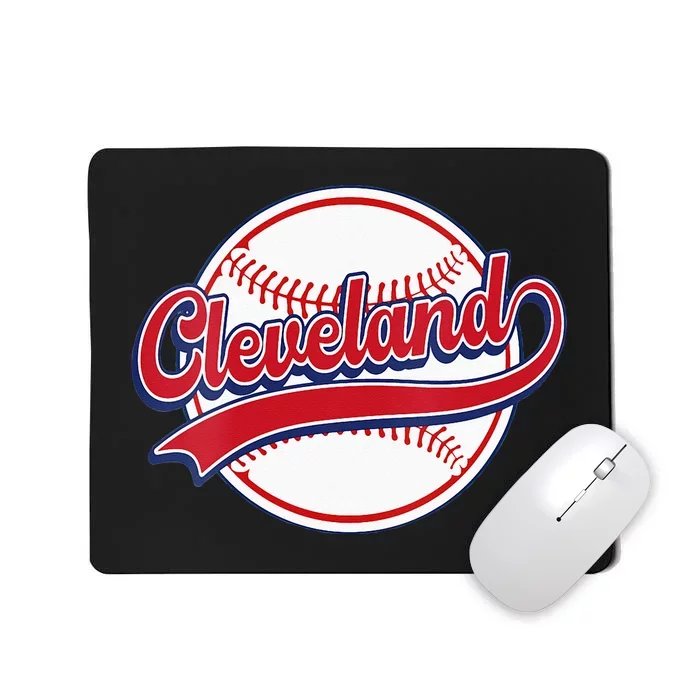 Womens Vintage Cleveland Cityscape Baseball Lover Player And Fans Mousepad